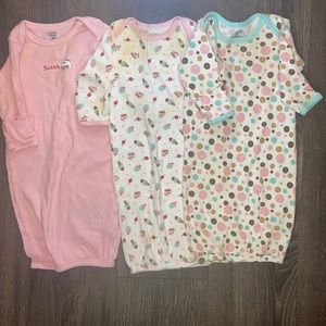 3 baby sleep gowns 0/6 months sweet treats